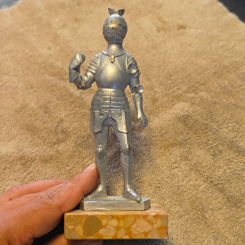 Metal knight figurine metallic - metal,